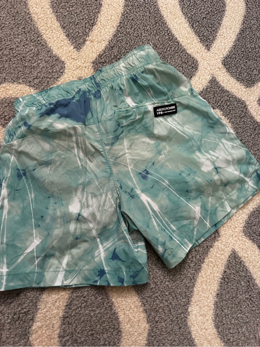 Abercrombie & Fitch Kids Swim Trunks in Teal, Navy, and White